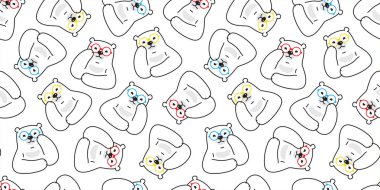 Ayı dikişsiz desen kutup ayısı vektör gözlük karikatür eşarp izole kiremit duvar kağıdı tekrar arka plan illüstrasyon doodle