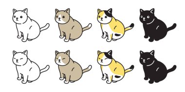 kedi simgesi vektör kedi yavrusu calico logosu oturan karakter karikatür zencefil sembolü illüstrasyon doodle