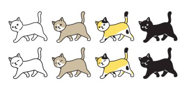 kedi simgesi vektör kedi yavrusu calico logosu yürüyüş karakter karikatür zencefil sembolü illüstrasyon doodle