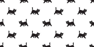 kedi dikişsiz desen vektör kedi yavrusu calico yürüyüş karikatür eşarp izole kiremit arka plan tekrar duvar kağıdı doodle illüstrasyon