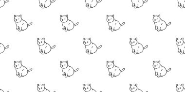 kedi dikişsiz desen vektör kedi yavrusu calico oturan karikatür eşarp izole kiremit arka plan tekrar duvar kağıdı doodle illüstrasyon beyaz