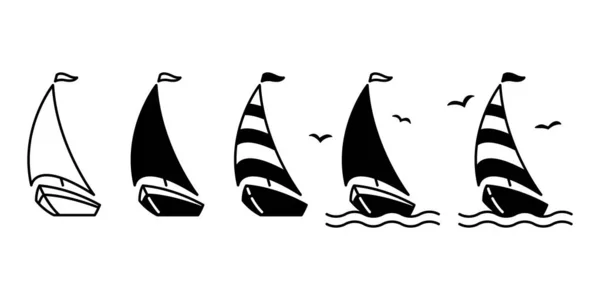 Boot Vector Schip Pictogram Logo Piraat Zeilboot Yacht Cartoon Anker — Stockvector