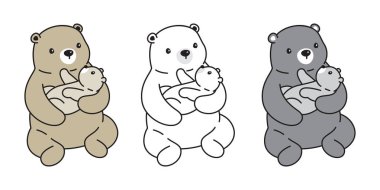 Ayı vektör simgesi kutup ayısı oyuncak ekmek çocuk logosu karikatür karakter illüstrasyon doodle tasarım