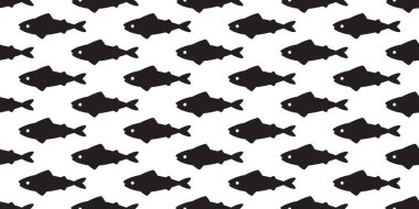 balık dikişsiz desen vektör köpekbalığı yunus orkinos somon eşarp izole karikatür kiremit arka plan tekrar duvar kağıdı illüstrasyon tasarımı siyah