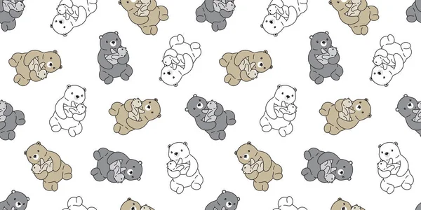 熊无缝模式矢量北极熊孩子围巾孤立卡通重复背景瓷砖壁纸插图设计 — 图库矢量图片