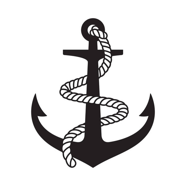 Anchor vector icon logo boat symbol pirate helm Nautical maritime illustration graphic simple design