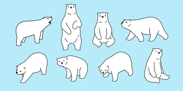 Bear Vektor Isbjörn Ikon Logo Tecknad Karaktär Illustration Symbol Design — Stock vektor