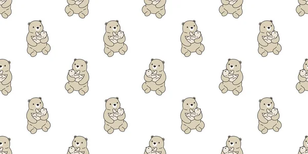 Urso Sem Costura Padrão Vetor Urso Polar Garoto Cachecol Isolado — Vetor de Stock