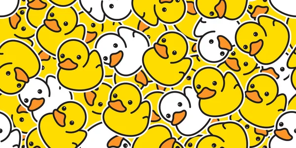 Kachní Gumová Bezproblémové Vzory Vektor Ducky Kreslený Šátek Izolovaný Ilustrace — Stockový vektor