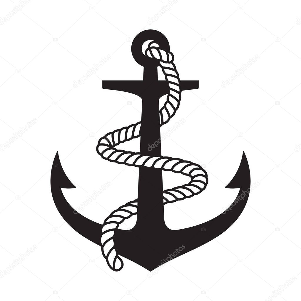 Anchor vector icon logo boat symbol pirate helm Nautical maritime illustration graphic simple design