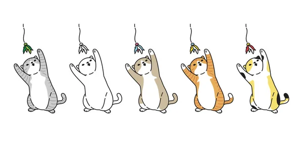 Kat Vector Kitten Calico Pictogram Spelen Toy Symbool Logo Cartoon — Stockvector