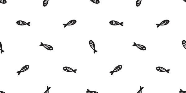 Рыба Бесшовный Шаблон Векторный Тунец Лосось Шарф Изолированные Акулы Дельфина — стоковый вектор