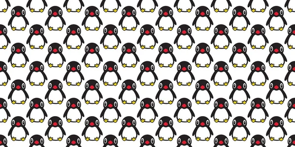 Pingvin Sömlösa Mönster Vektor Fågel Tecknad Isbjörn Kakel Bakgrund Scarf — Stock vektor