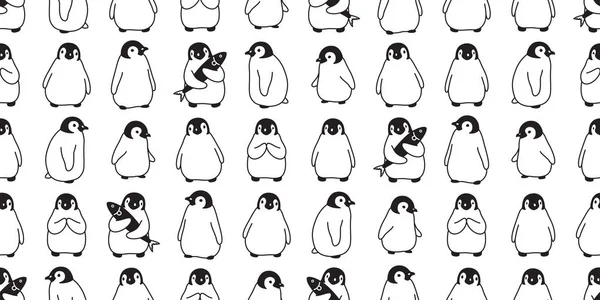 Pinguim Padrão Sem Costura Vetor Pássaro Desenho Animado Urso Polar — Vetor de Stock