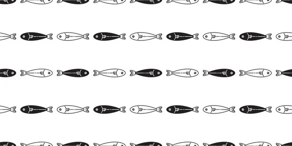 Fisk Sömlösa Mönster Vektor Tonfisk Haj Lax Scarf Isolerad Delfin — Stock vektor