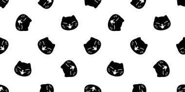 kedi dikişsiz desen vektör kedi baş yüz eşarp izole karikatür kiremit duvar kağıdı tekrar arka plan halloween illüstrasyon tasarımı