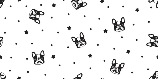 Perro Patrón Sin Costuras Vector Bulldog Francés Lunares Estrella Caricatura — Vector de stock