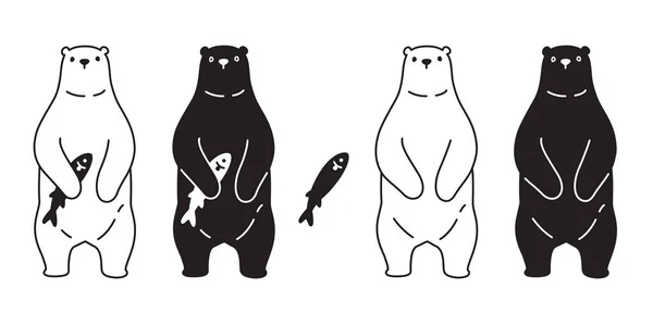 Bear Vektor Isbjörn Ikon Logo Seriekaraktär Illustration Symbol Doodle Design — Stock vektor