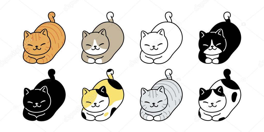 cat vector kitten calico icon logo symbol breed cartoon character illustration doodle design