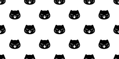 kedi dikişsiz desen vektör kedi yavrusu baş yüz karikatür karo duvar kağıdı eşarp izole tekrar arka plan halloween illüstrasyon tasarımı