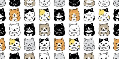 kedi dikişsiz desen vektör kedi yavrusu ırk eşarp izole tekrar duvar kağıdı fayans arka plan karikatür karalama illüstrasyon tasarımı