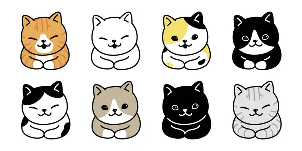 Γάτα Διάνυσμα Γατάκι Φυλή Κάλο Εικονίδιο Λογότυπου Σύμβολο Καρτούν Χαρακτήρας — Διανυσματικό Αρχείο