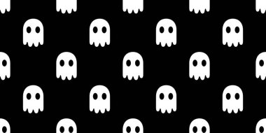 Hayalet dikişsiz desen vektör Halloween ürkütücü şeytan şeytan şeytan karikatür illüstrasyon hediye doodle siyah tasarım şal
