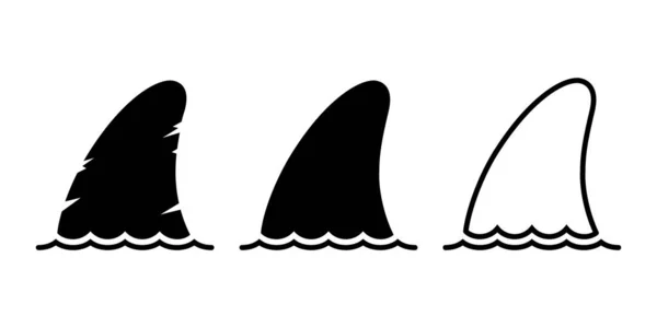 Haj Fin Vektor Ikon Delfin Logotyp Fisk Whale Symbol Tecknad — Stock vektor