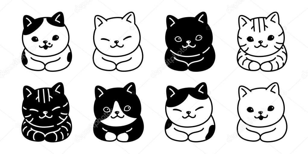 cat vector kitten breed calico icon logo symbol cartoon character illustration white doodle design