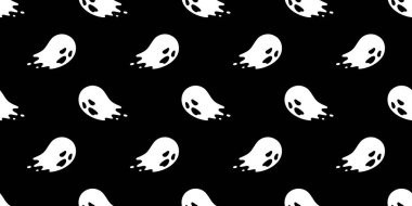 Hayalet dikişsiz desen vektör Halloween ürkütücü tekrar duvar kağıdı eşarp izole kiremit arka plan şeytan kötü karikatür illüstrasyon doodle hediye paketi kağıt tasarımı