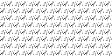 Hayalet dikişsiz desen vektör Halloween ürkütücü şeytan kötü eşarp izole tekrar duvar kağıdı fayans arka plan karikatür illüstrasyon hediye şal doodle beyaz tasarım