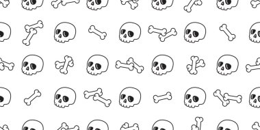 kafatası Halloween dikişsiz desen vektör kemik hayalet karikatür eşarp izole tekrar duvar kağıdı fayans arka plan karalama illüstrasyon tasarım