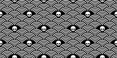 kafatası Halloween dikişsiz desen vektör japonya dalga korsan kemik eşarp izole tekrar duvar kağıdı fayans arka plan karikatür karalama illüstrasyon tasarımı