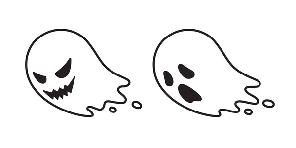Ghost Vektor Kísérteties Ikon Halloween Logo Szimbólum Rajzfilmfigura Illusztráció Doodle — Stock Vector
