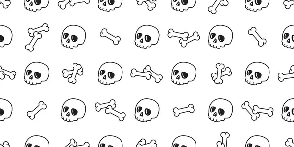Skull Halloween Seamless Pattern Vector Bone Ghost Cartoon Scarf Isolated — Stock Vector