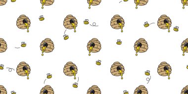 bal arı dikişsiz desen vektör ayı kutup reçeli eşarp izole karikatür tekrar arka plan karo duvar kağıdı illüstrasyon doodle tasarım