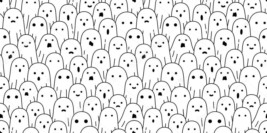 Ghost seamless pattern Halloween vector spooky scarf isolated repeat wallpaper tile background devil evil cartoon illustration doodle gift wrap paper white design