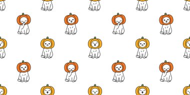 kedi dikişsiz desen vektör Halloween kabak baş kedi yavrusu calico eşarp izole kiremit arka plan tekrar duvar kağıdı karikatür illüstrasyon doodle tasarım