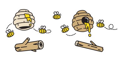 bal arı vektör ayı kutup reçeli simgesi doodle karikatür tekrar arka plan karo duvar kağıdı illüstrasyon tasarımı