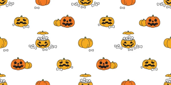 Calabaza Halloween Patrón Inconsútil Vector Hueso Bufanda Aislado Repetición Papel — Archivo Imágenes Vectoriales