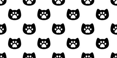 kedi dikişsiz desen köpek vektör pençe ayak izi kedi baş karikatür eşarp izole tekrar duvar kağıdı fayans arka plan illüstrasyon doodle tasarım