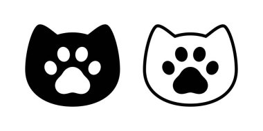 kedi vektör pençe simge ayak izi kedi başı simge köpek karakter karikatür illüstrasyon doodle tasarım