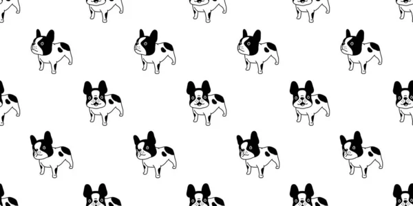 Σκύλος Χωρίς Ραφές Μοτίβο Γαλλικό Μπουλντόγκ Διάνυσμα Καρτούν Κασκόλ Απομονωμένα — Διανυσματικό Αρχείο