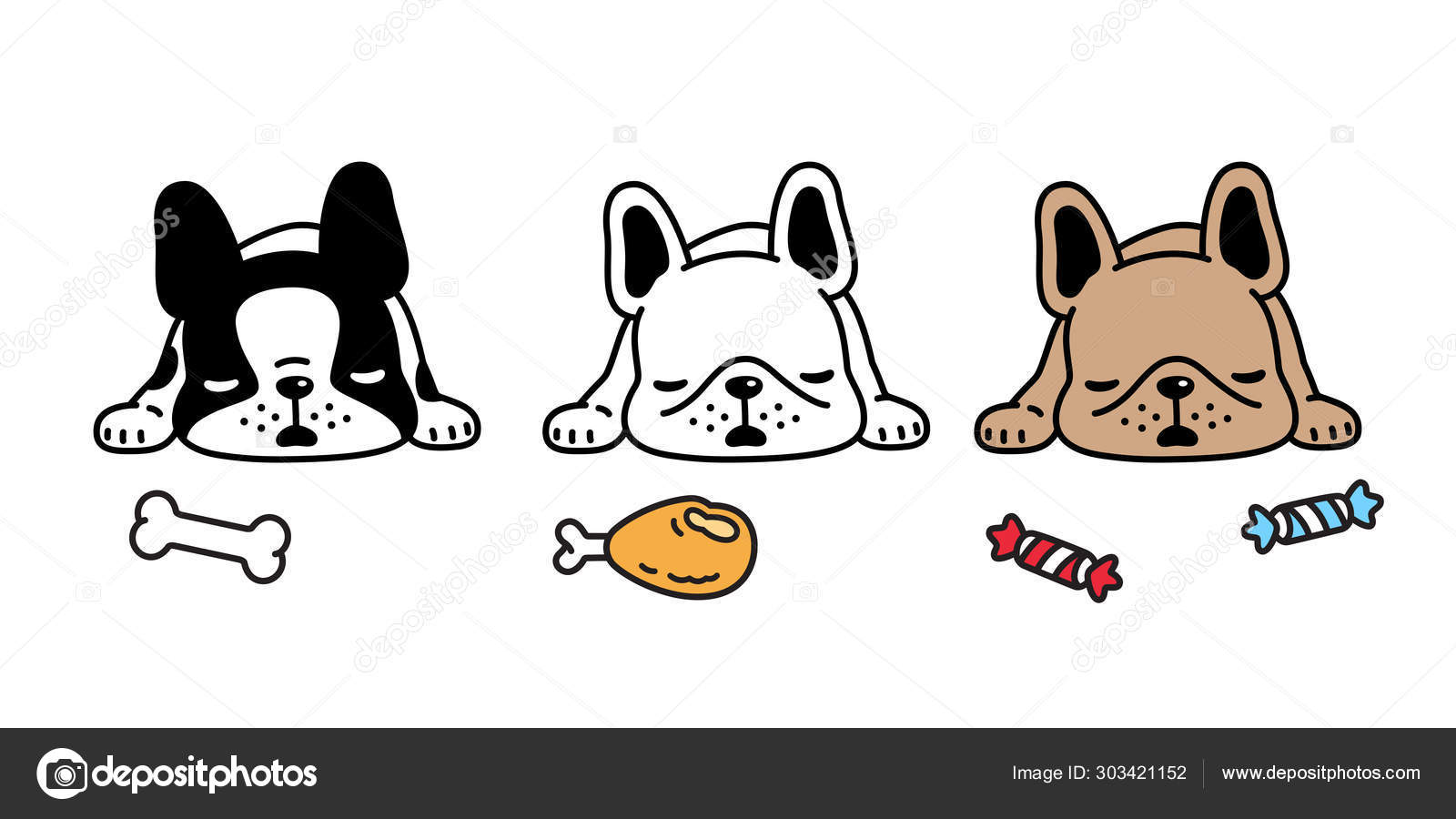 프렌치 잠자는 강아지 장난감 아이콘 캐릭터 일러스트 디자인 스톡 벡터 - ©CNuisin 303421152, image size:1600x900