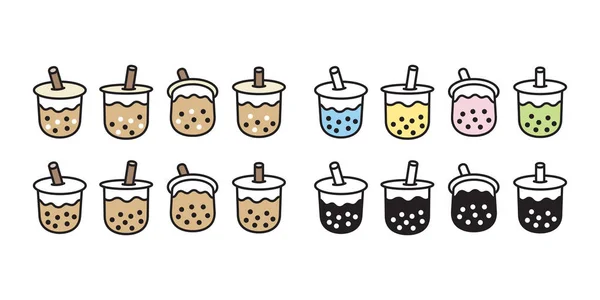 Boba çay vektör kabarcık süt çay simgesi logo karakter karikatür sembolü illüstrasyon doodle tasarım