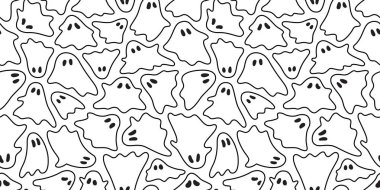 Hayalet dikişsiz desen Halloween vektör ürkütücü kamuflaj eşarp izole tekrar duvar kağıdı fayans arka plan şeytan kötü karikatür illüstrasyon doodle hediye sarıkağıt beyaz tasarım