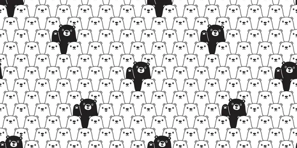 Medvědí Bezproblémové Vzory Polární Medvěd Vektorový Šál Samostatný Teddy Kreslený — Stockový vektor