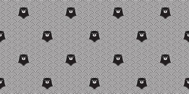 Ayı dikişsiz desen kutup ayısı vektör Japon dalga eşarp izole karikatür tekrar arka plan karo duvar kağıdı illüstrasyon doodle tasarım