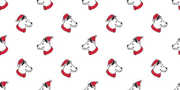 Собака Безшовні Візерунок Різдвяний Вектор Санта Клаус Капелюх Гончак Цуценя — стоковий вектор