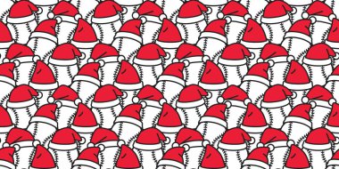 Noel Baba 'nın kusursuz Noel vektörü softball şapkalı karton atkı izole edilmiş fayans arka plan Duvar kağıdı çizim tasarımı